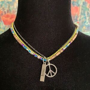 Aero 1987 Multi Strand Peace & Love Necklace